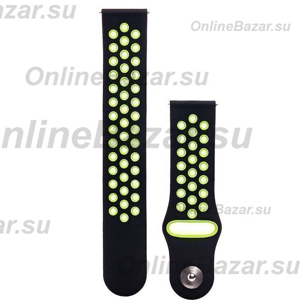 Ремешки для Motorola Moto 360 2 42mm силиконовые Sport Band <черно-зеленый> ― Spb.OnlineBazar.su