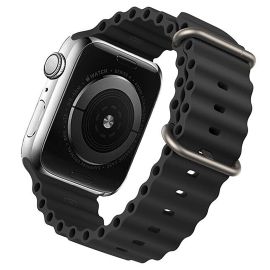 Ремешки для Apple Watch Series 4 (44 mm) Ocean Band силиконовый <черный>