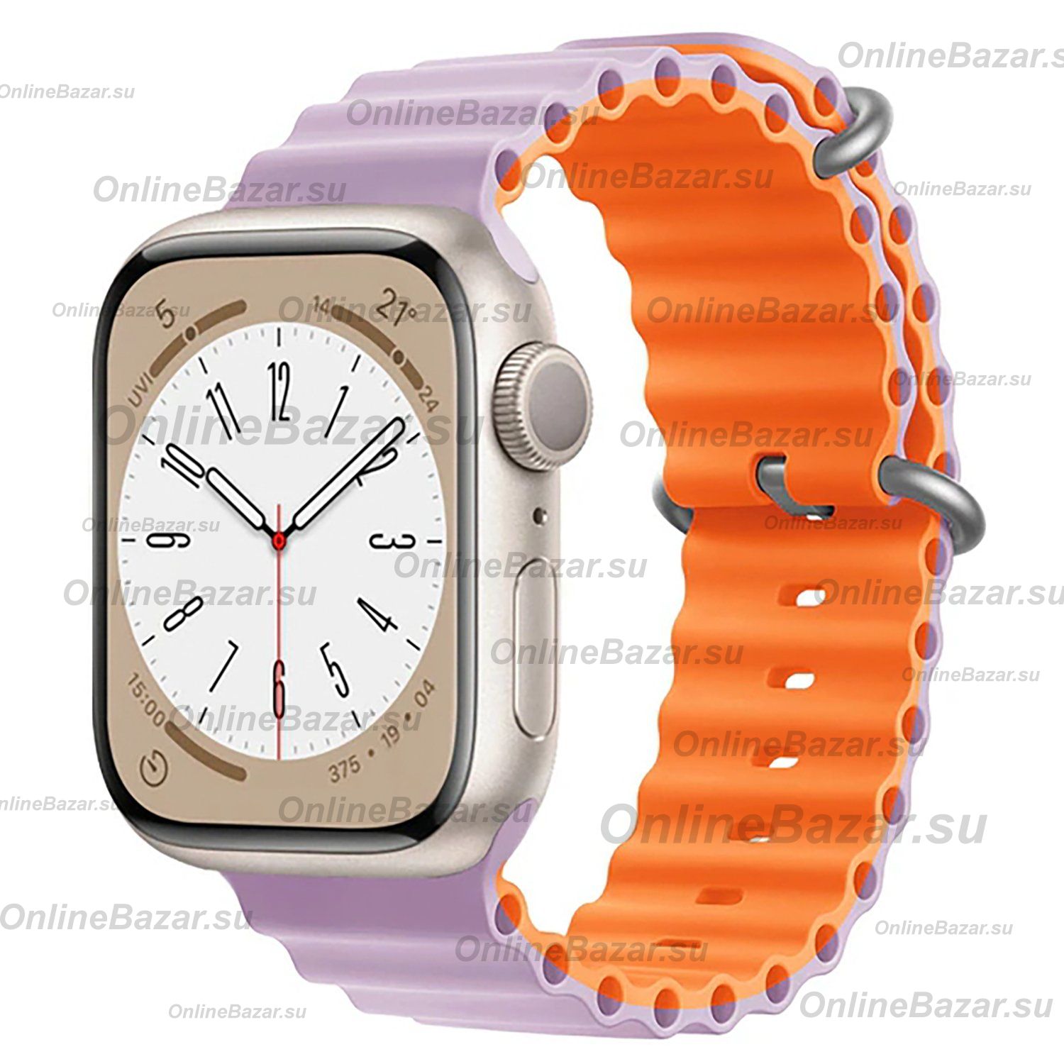 Ремешки для Apple Watch Series 4 (44 mm) Ocean Band силиконовый <фиолетово-оранжевый> ― Spb.OnlineBazar.su