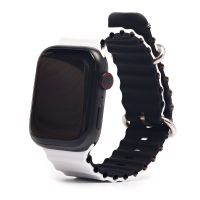 Ремешки для Apple Watch Series 8 (45 mm) Ocean Band силиконовый <бело-черный> ― Spb.OnlineBazar.su