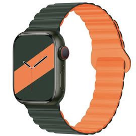 Ремешок для Apple Watch SE (40 mm) силиконовый на магните №3 <зелено-оранжевый>