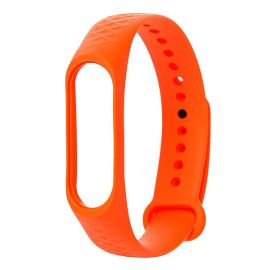 Ремешок для Xiaomi Mi Band 3 силиконовый Рельеф <оранжевый>