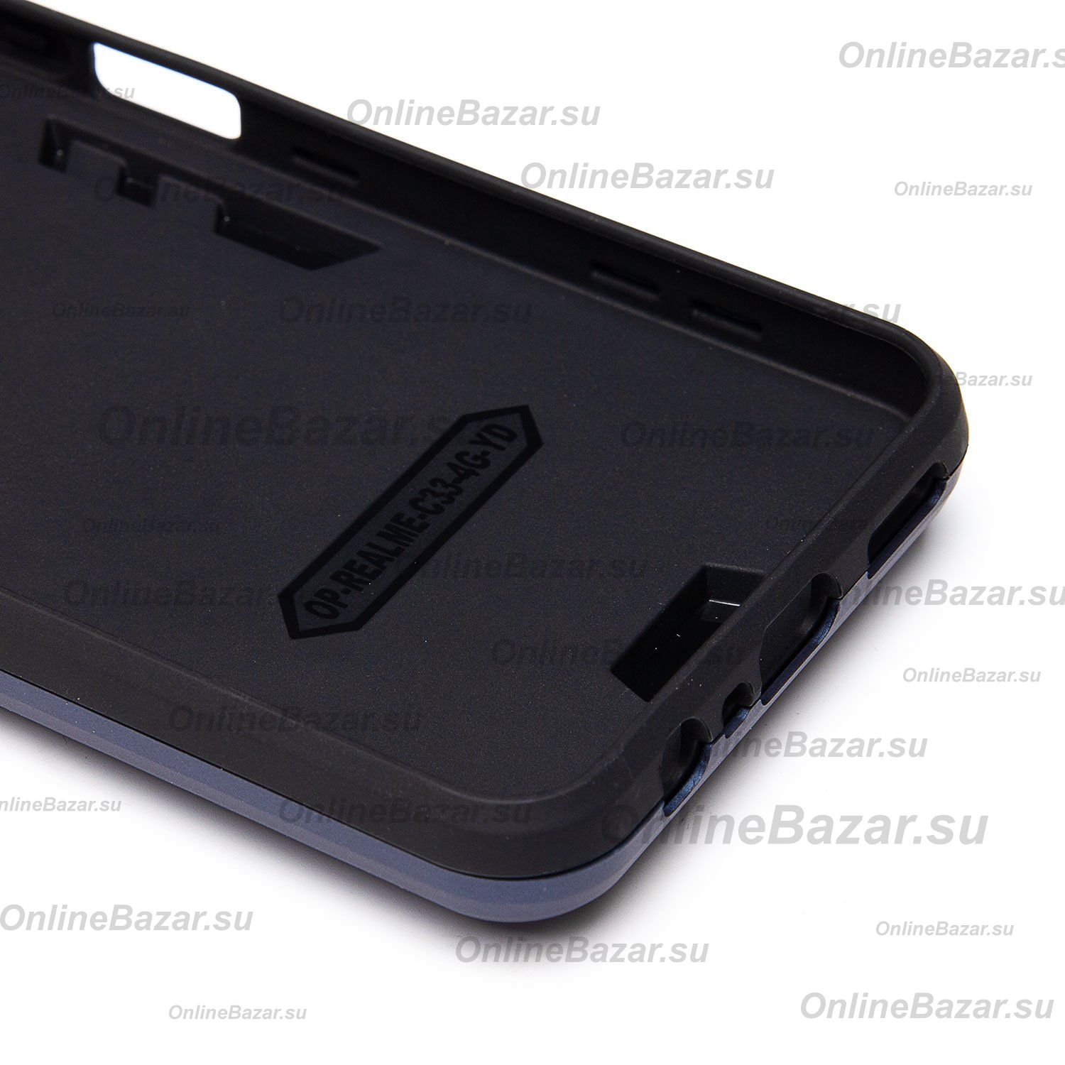 Чехол для Realme RMX3624 силиконовый противоударный с кольцом <синий> ― Spb.OnlineBazar.su