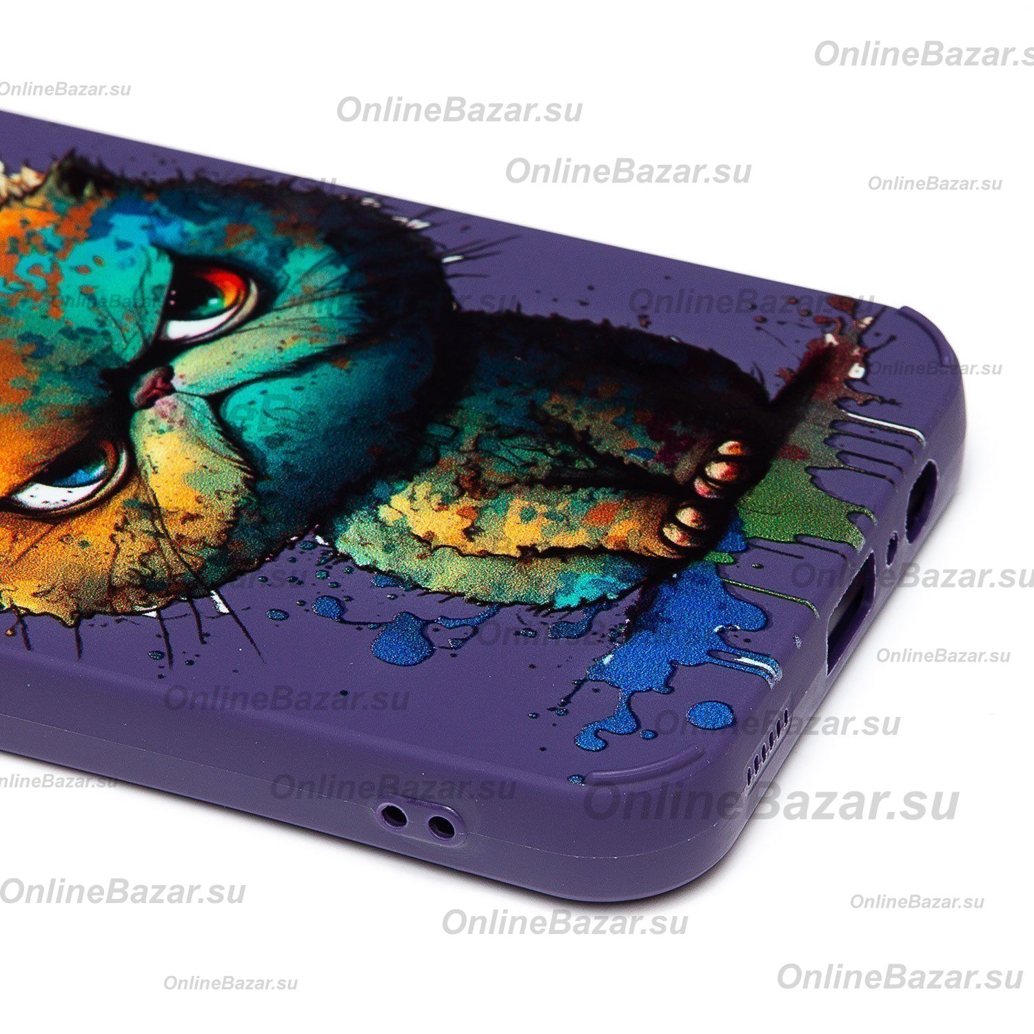 Чехол для Samsung SM-A145F (Galaxy A14) силиконовый (рис. 335/кот) <фиолетовый> ― Spb.OnlineBazar.su