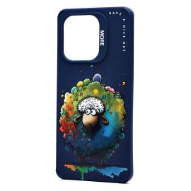 Чехол для Xiaomi Redmi Note 13 силиконовый (рис. 335/овечка) <темно-синий>