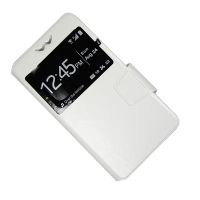 Чехол универсальный 5.8-6.0 флип боковой с окошком Window <белый> ― Spb.OnlineBazar.su