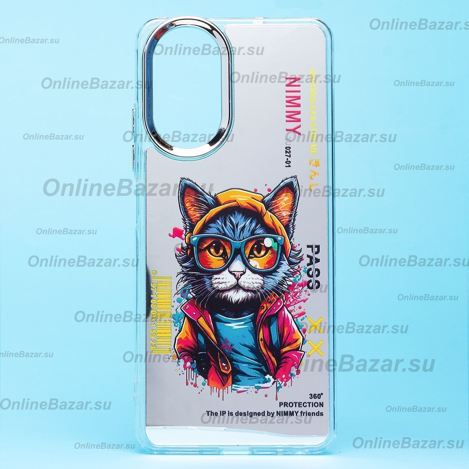 Чехол для Realme RMX3890 силиконовый (рис. 092/кот) <серый> ― Spb.OnlineBazar.su